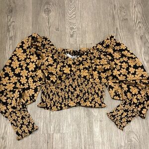 Lush Black and Tan Floral Top